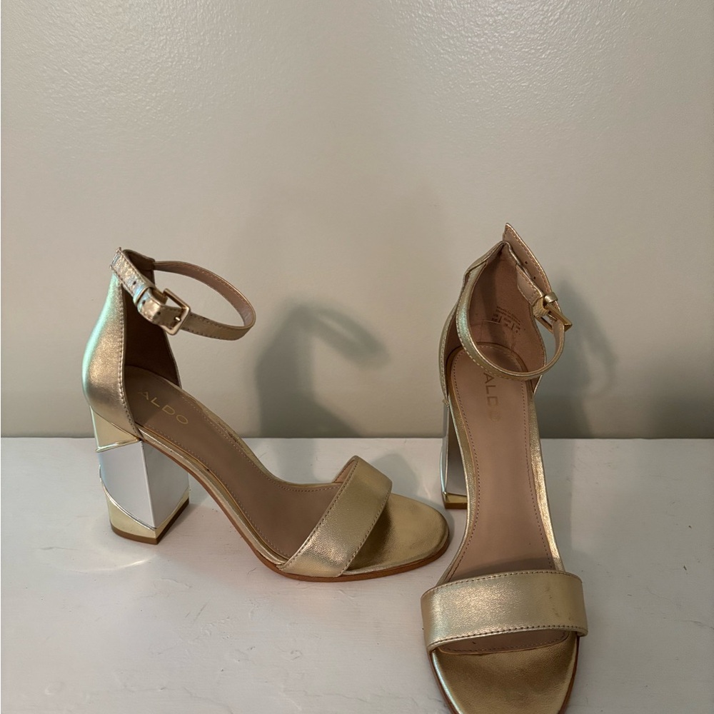 Aldo Gold Heels with Vintage Design
